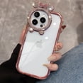 thumbnail image 1 of Funda de lujo con orejas de oso de diamante para iPhone 14 Pro Max 14Pro 11 12 13 Pro Max 14 Plus, cubierta suave de silicona transparente chapada Fivean unisex, 1 of 2
