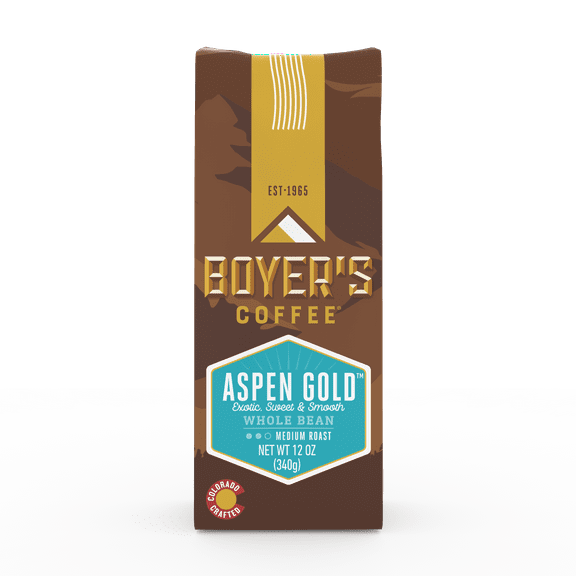 Boyer's Coffee Aspen Gold, Whole Bean Coffee, Medium Roast, 12 Oz