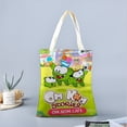 thumbnail image 2 of Om Nom Bolso de tela con estampado de lienzo para mujer, bolsa de compras reutilizable y estética, con cremallera interior, regalo para mujer, 35 × 40 cm., 2 of 6