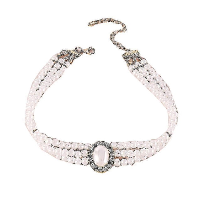 Women's Choker Necklace Multi-layer Imitation Pearl Chain Short Necklaces Ladies Girls Vintage Retro Court Style Jewelry