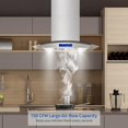 thumbnail image 3 of Island Range Hood 30 Inch 700 CFM Ceiling Mount Stainless Steel Kitchen Vent Hood Touch Screen Control Kitchen Exhaust Hood Ducted Ductless Convertible 3-speed Ventilation Fan, 3 of 7