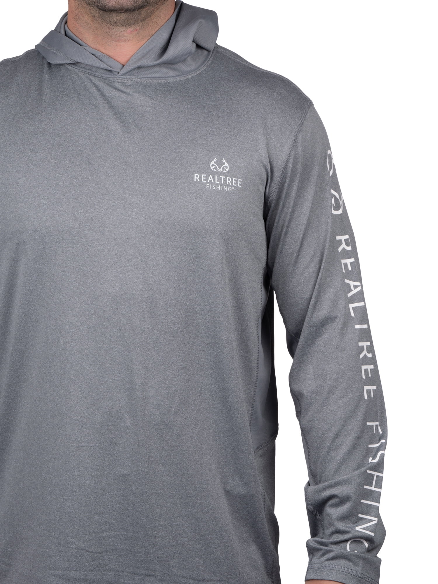 Realtree Mens Long Sleeve Jersey Recycled Polyester UPF Scent Control Heather Gray Hoodie- S