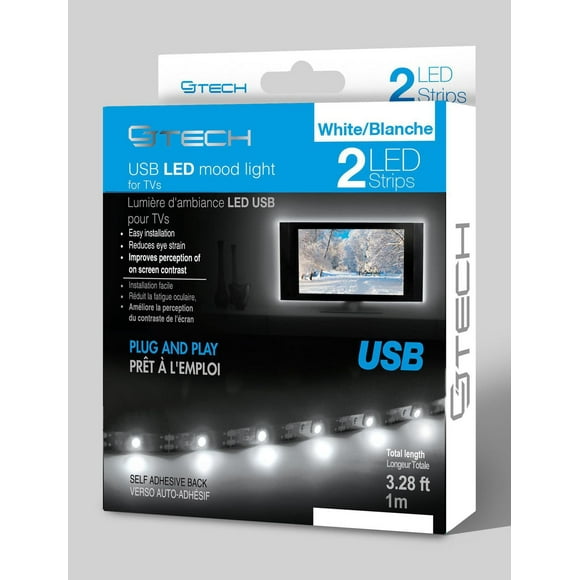 CJ Tech White LED USB TV Mood Light Strip - 1M