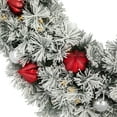 thumbnail image 4 of Northlight Pre-Lit Battery Operated Snowy Bristle Pine Christmas Wreath - 30" - Warm White LED, 4 of 5