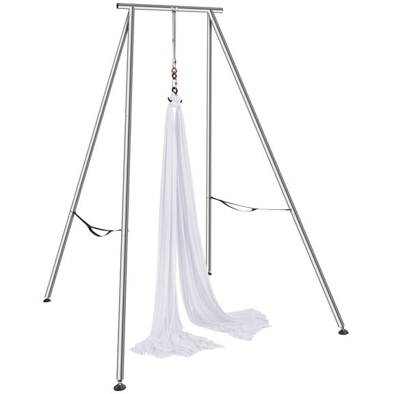KFFKFF Airborne Yoga Structure & Yoga Sling, 9.67 ft Tall Expert Yoga Swing Holder Accompanied by 6.6 Yards Airborne Hammock, Maximum 551.15 lbs Weight Limit Yoga Apparatus,White