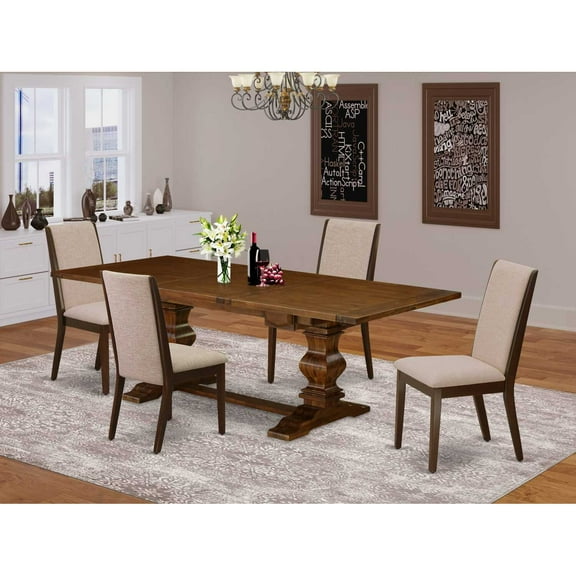East West Furniture Table Top- Table Pedestal Parson Chairs, LALA5-83-04