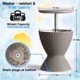 thumbnail image 2 of Outdoor Resin Side Table with Built-in Cooler - Adjustable Height Drink Table for Patio & Garden, Weatherproof (Shallow Coffee, 19.06×19.06×22.64"), 2 of 7