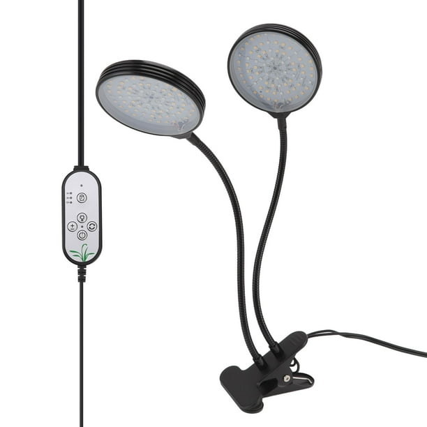 Luz LED Para Cultivo De Plantas, Base Con Clip, 5 Niveles Regulables, Lámpara De Planta De Doble Cabezal, 30W, 360 Grados Para Exteriores