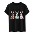 thumbnail image 4 of Tops for Men under $5 Short Sleeve Round Neck Easter Eggs Rabbit Print Shirt Black L, 4 of 5