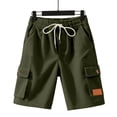 thumbnail image 2 of WTOBBY Men's Corduroy Cargo Bermuda Shorts with Elastic Drawstring Waist, Outdoor Athletic Loose Fit for Summer Sports Activities ,Army Green L, 2 of 5