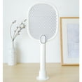 thumbnail image 3 of SAYFUT Electric Mosquito Swatter & Bug Zapper With Rechargable Battery, Handle light, and Removable Flashlight Insect Control, Pink/ White, 3 of 4