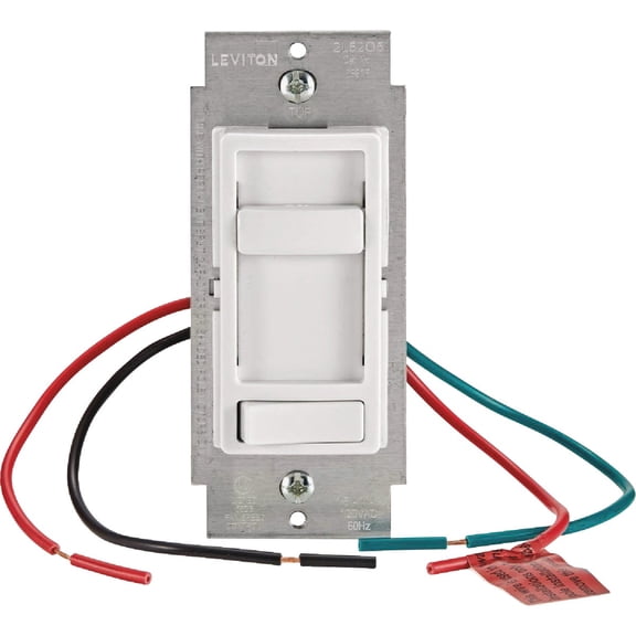 Leviton 661F-10W 1.5 Amp SureSlide Single-Pole or 3-Way Quiet Fan Control, White