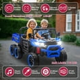 thumbnail image 3 of Arnahaishe 24V Two-seater Ride On Toys, 4WD 6X6 Electric Dump Truck with Remote Control, Music and Bluetooth for Kids 2-6, Blue, 3 of 10