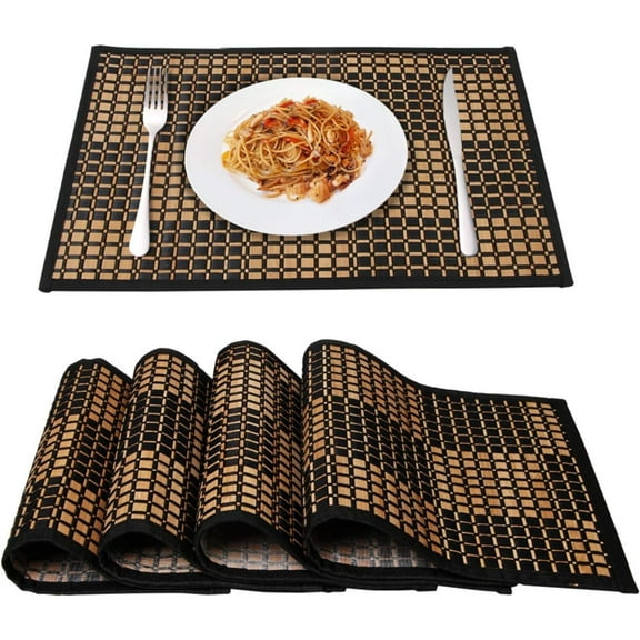 Placemats Set of 4, Bamboo Placemats for Dining Table,Stain-Resistant,Heat-Resistant Place Mats,Durable and Sturdy Dining Place Mats for Kitchen Table