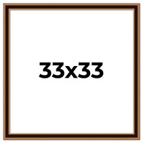 33x33 Frame Gold Brown Plein Air Vintage Solid Wood Picture Frame | 1.75 Inches Moulding Width |