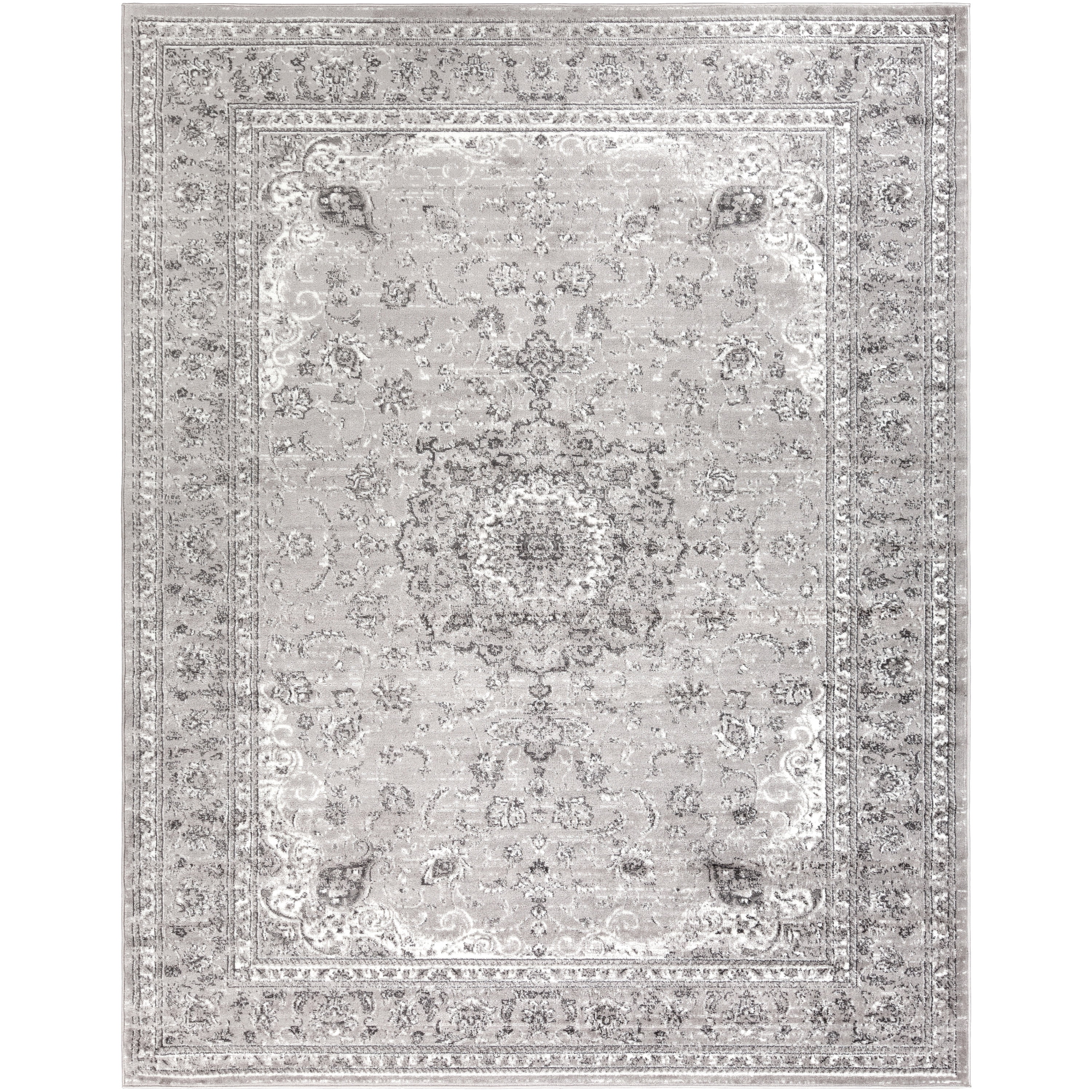 Livabliss Area Rugs for Living Room, 8x10 Monte Carlo Traditional Gray Rug, Bedroom Dining Room Home Decor Stain Resistant Carpet (7'10" x 10'2")