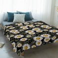thumbnail image 4 of White Daisies Blanket Soft Cozy Warm Twin Blanket for Bed, Plush Fuzzy Flannel Fleece Blankets for Sofa, Black Botanical Floral Flowers Leaves Throw Blankets for Couch, Gifts for Men, 60"x80", 4 of 9