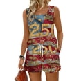 thumbnail image 2 of 4th Of July 2 Piece Outfits Women Square Neck Tank Top and Shorts Matching Sets Casual Patriotic Shirt Summer Set, 2 of 8