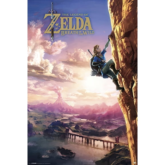 The Legend Of Zelda: Breath Of The Wild - Gaming Poster (Link Climbing Mountain) (Size: 24" x 36")