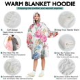 thumbnail image 5 of Wearable Oversized Blanket,Pioneer Flower Floral Print Pattern Wearable Blanket Hoodie for Adults,Cozy Hooded Blankets with Super Pockets,Super Warm Fuzzy Pullover for Women & Men, 5 of 6