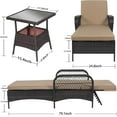 thumbnail image 4 of LEVELEVE Outdoor Patio Lounge Chairs PE Rattan Chaise Lounge with w/6 Positions Adjustable Backrest Armrests Padded Cushions for Poolside Balcony Garden Deck (A-Khaki, 2 Lounges+1 Table), 4 of 5