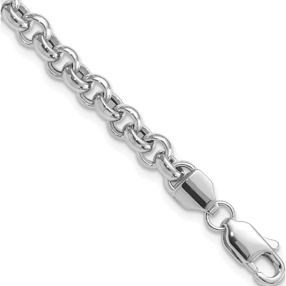 14K White Gold 7.5In 5Mm Polished Fancy Rolo Link Bracelet(Length 7.5) - Jbsp