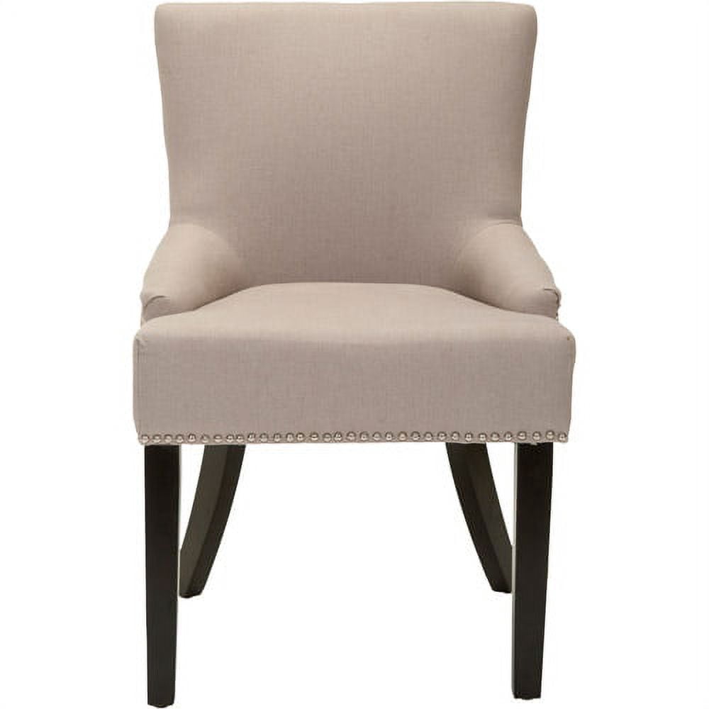 SAFAVIEH Lotus 19''H Side Chair, Taupe/Silver Nail Heads, Set of 2