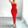 thumbnail image 4 of Bnwani Summer Dresses,Womens Dresses,Solid,Side Split,V-Neck,Sleeveless,Red,XL, 4 of 7