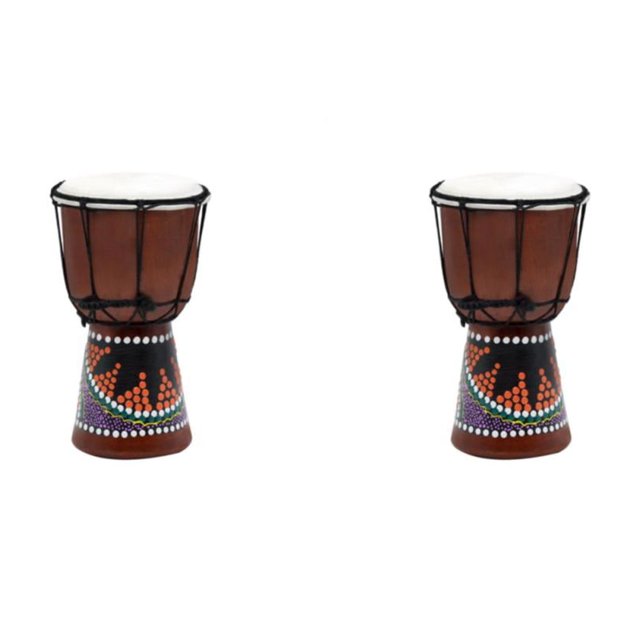 Baohd African Drum 4 Inches Musical Instrument Adults Bango Rhythm Playing Toys DIY Crafts Hand Drums for Party Bar House Church Random Color 2Set