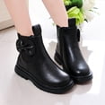 thumbnail image 5 of Lutiedan Girls Ankle Boots with Side Zipper Comfort Slip-Resistant Shoes Bow Decor Princess Boots for Toddler Little Big Kids,Black,27, 5 of 7