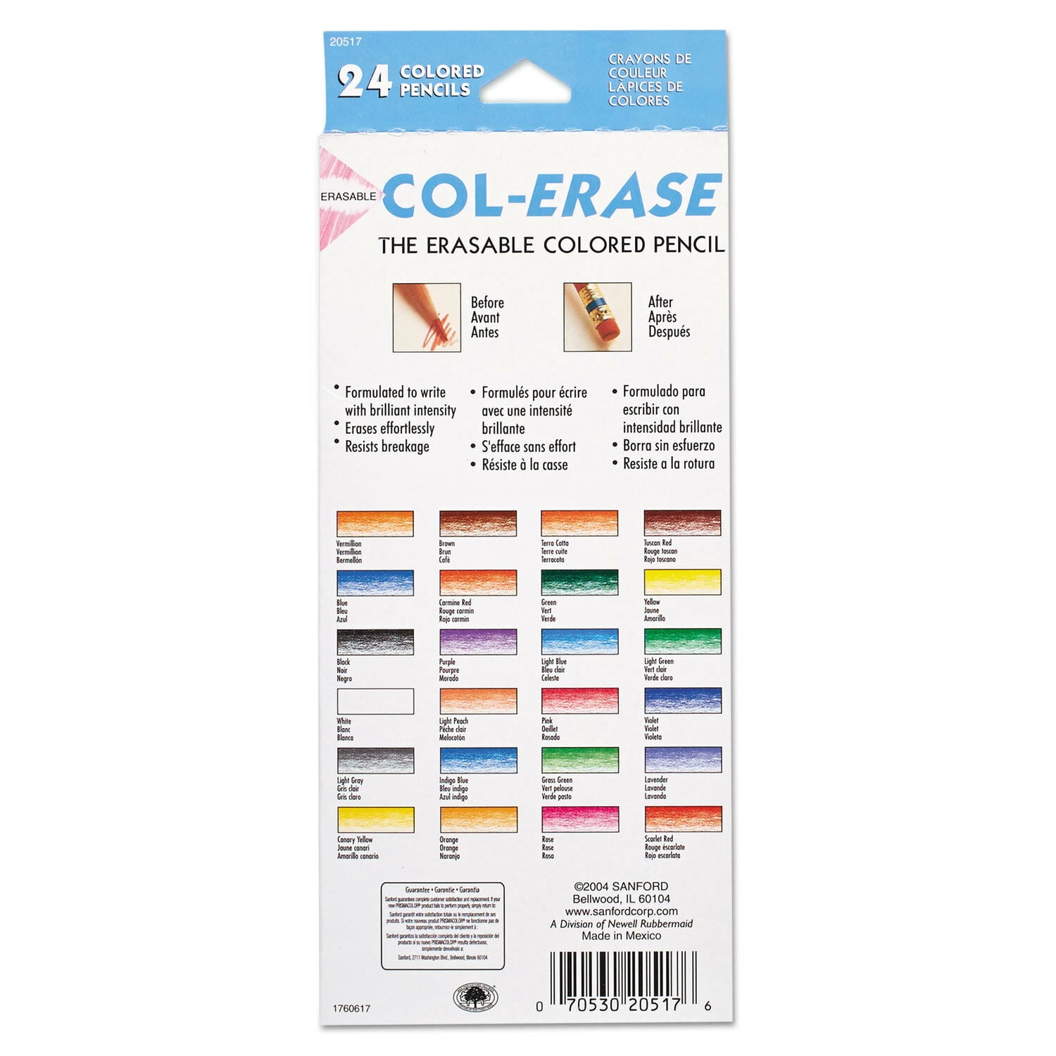 Assorted Colors 20517 Prismacolor Col-Erase Erasable Colored Pencil 24-Count 