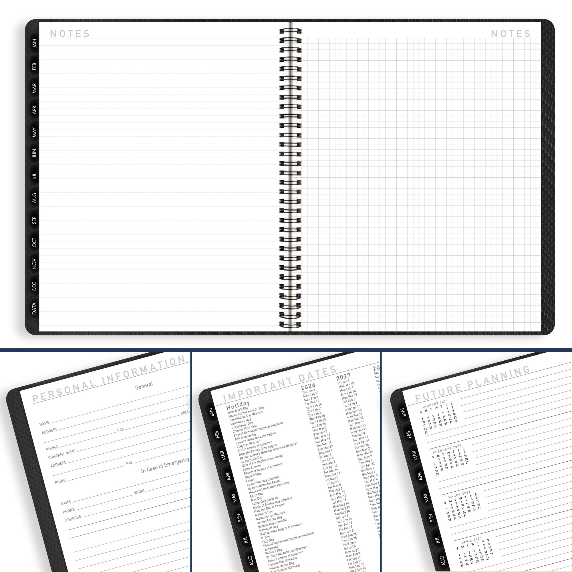 AT-A-GLANCE Contemporary 2026 Monthly Planner Charcoal Large 9 x 11 - Weekly
