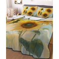 thumbnail image 3 of Quilts Full Size, Sunflower Soft Comforter Bedding Set for Bed, Watercolor Yellow Floral Botanical Lightweight Quilted Bedspread with Pillow Cover(2 Pieces) for All Season, 78x90 Inch, 3 of 6
