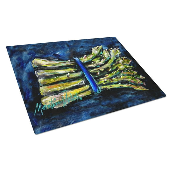 Caroline's Treasures Asperagus Blew Glass Cutting Board Large