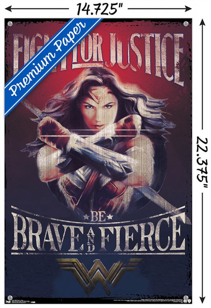 DC Comics Movie - Wonder Woman - Justice Wall Poster with Push Pins, 14.725" x 22.375"
