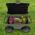 thumbnail image 3 of Pure Garden Rolling Garden Cart with Seat - Storage with Tool Tray (Green), 3 of 11