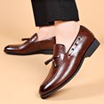 thumbnail image 2 of Tawop Men Dress Shoes Faux Leather Casual Comfy Fashion Brown Size:5.5, 2 of 9