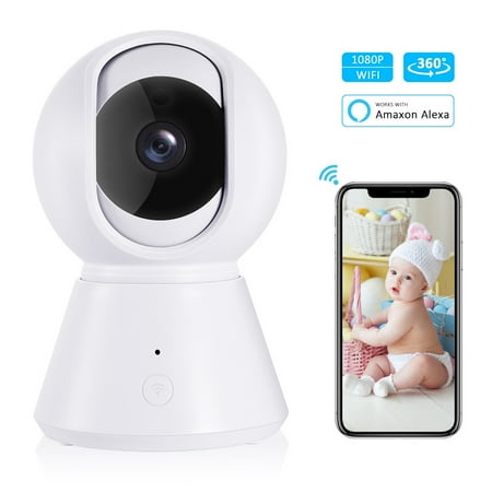 Baby Monitor, IPOW 1080P Wireless IP Security Camera WiFi Surveillance Pet Camera with YI CLOUD APP, Work with Alexa, Two Way Audio 360°Remote Viewing Night Vision Motion Detect for (Best App For Tenvis Ip Camera)