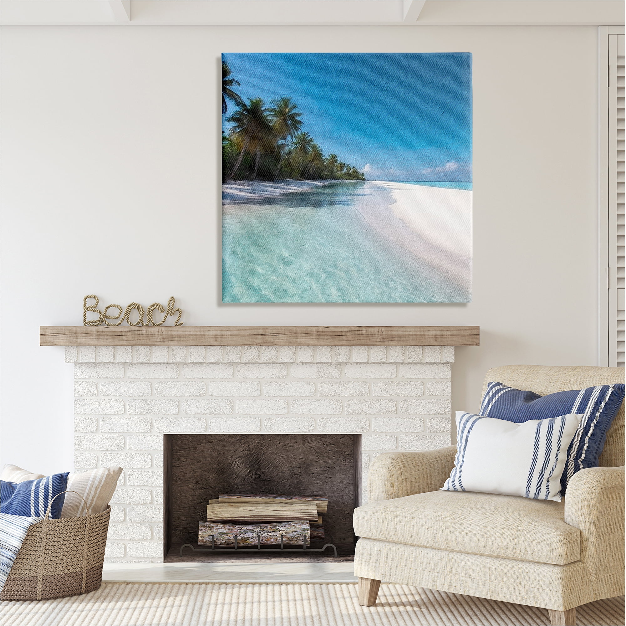 Stupell Industries Summer Tropical Beach Landscape Photography Gallery Wrapped Canvas Art Print Wall Art, 36 x 36