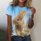 thumbnail image 2 of Blusa de manga corta con cuello redondo para mujer a la moda, camisetas sueltas con estampado Fridja bn6650, 2 of 5