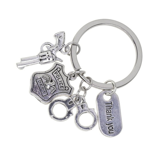 FELTECHELECTR 5 Police Theme Shape Metal Keychain Thanksgiving Keyring Protective Decor For Car Phone Bag Use