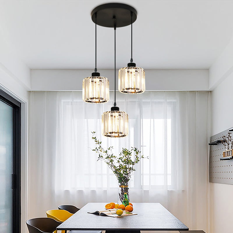 Modern Crystal Pendant Light 3, Square Modern Crystal Chandelier For Living Room Dining Table