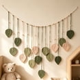 thumbnail image 2 of Ranliy Macrame Wall Hanging,Leaves Woven Tapestry, Feather Handmade Tassels Boho Wall Decor,Leaves Art Decorations for Nursery Bedroom Living Room Apartment Home Backdrop, Green-B, 2 of 8