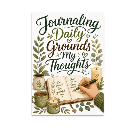 Journaling Daily Grounds My Thoughts - Mindful Journaling Enthusiast - 13x19 Poster Print
