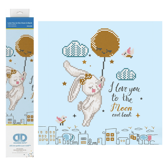 Diamond Dotz Love You to the Moon & Back Bunny Diamond Painting Kits for Adults - Diamond Art Kits a Relaxing Creative Craft Kit with Dotz Gems 12.6"x12.6"