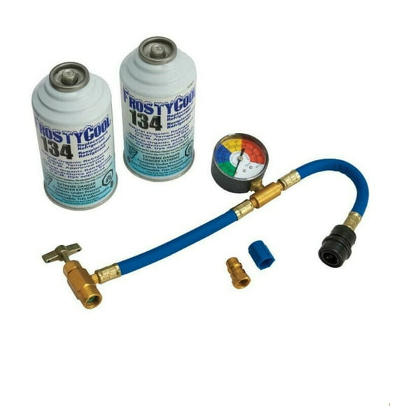 FrostyCool 134 replacement Recharge Kit - 2x cans 134 replacement, charging hose