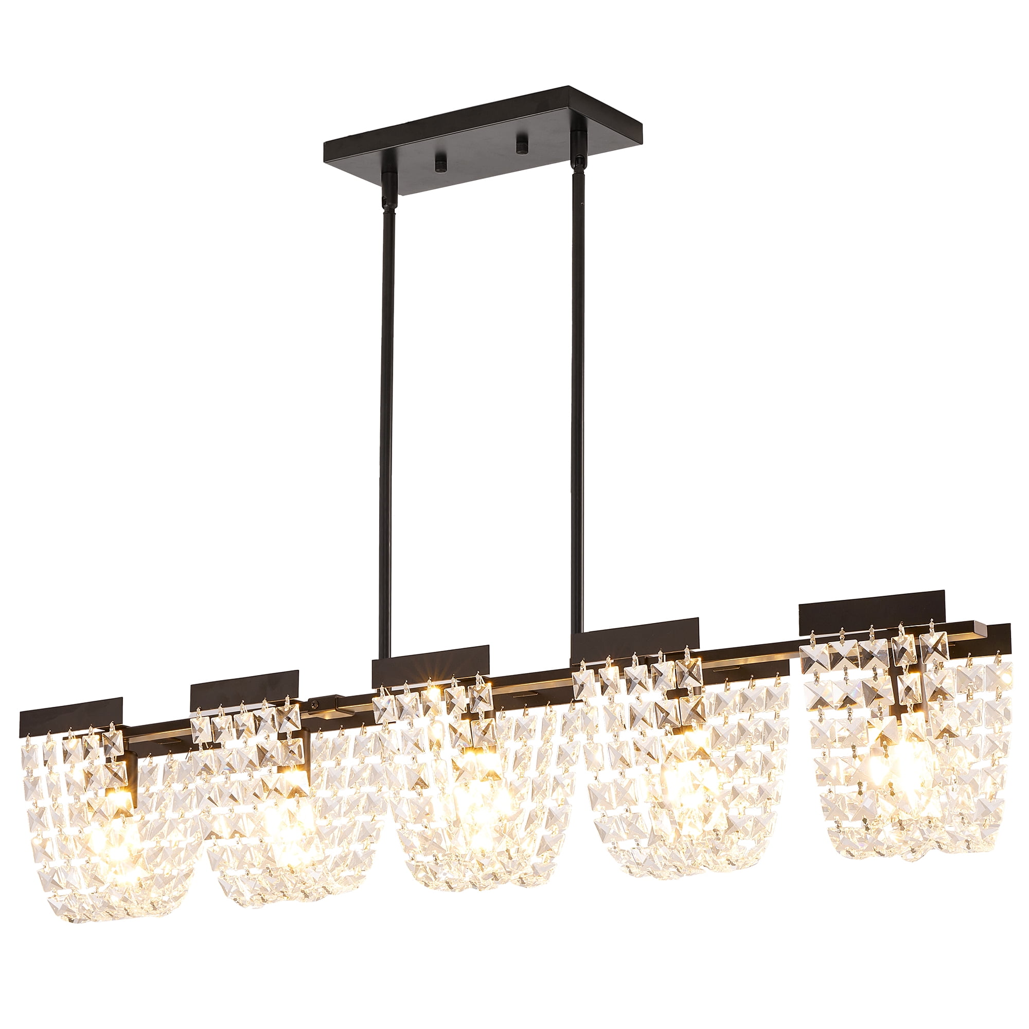 LovingAHome 5-Light Vintage Crystal Chandeliers for Dining Room Rustic Kithchen Island Pendant Light Fixtures