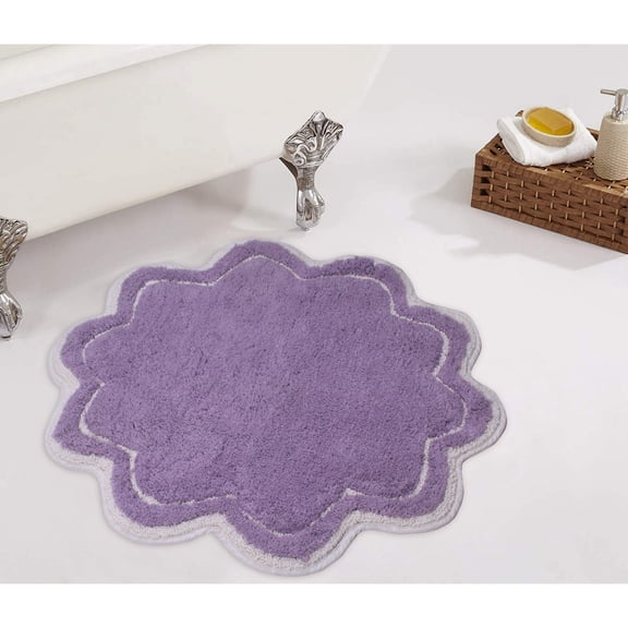 Home Weavers Allure Collection Bathroom Rug 100% Cotton Tufted Round Shape Bathroom Rug, Soft & Absorbent Bath Rugs, Non-Slip Bath Rug, Machine Wash Dry Bath Mats - 30" Round, Purple