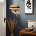 thumbnail image 5 of HofferRuffer Key Holder for Wall Decorative with Shelf and Hooks, Wood Round Mail Organizer Wall Mount with Holder, Rustic Home Entryway Key Rack Hanger, Light brown, 5 of 6