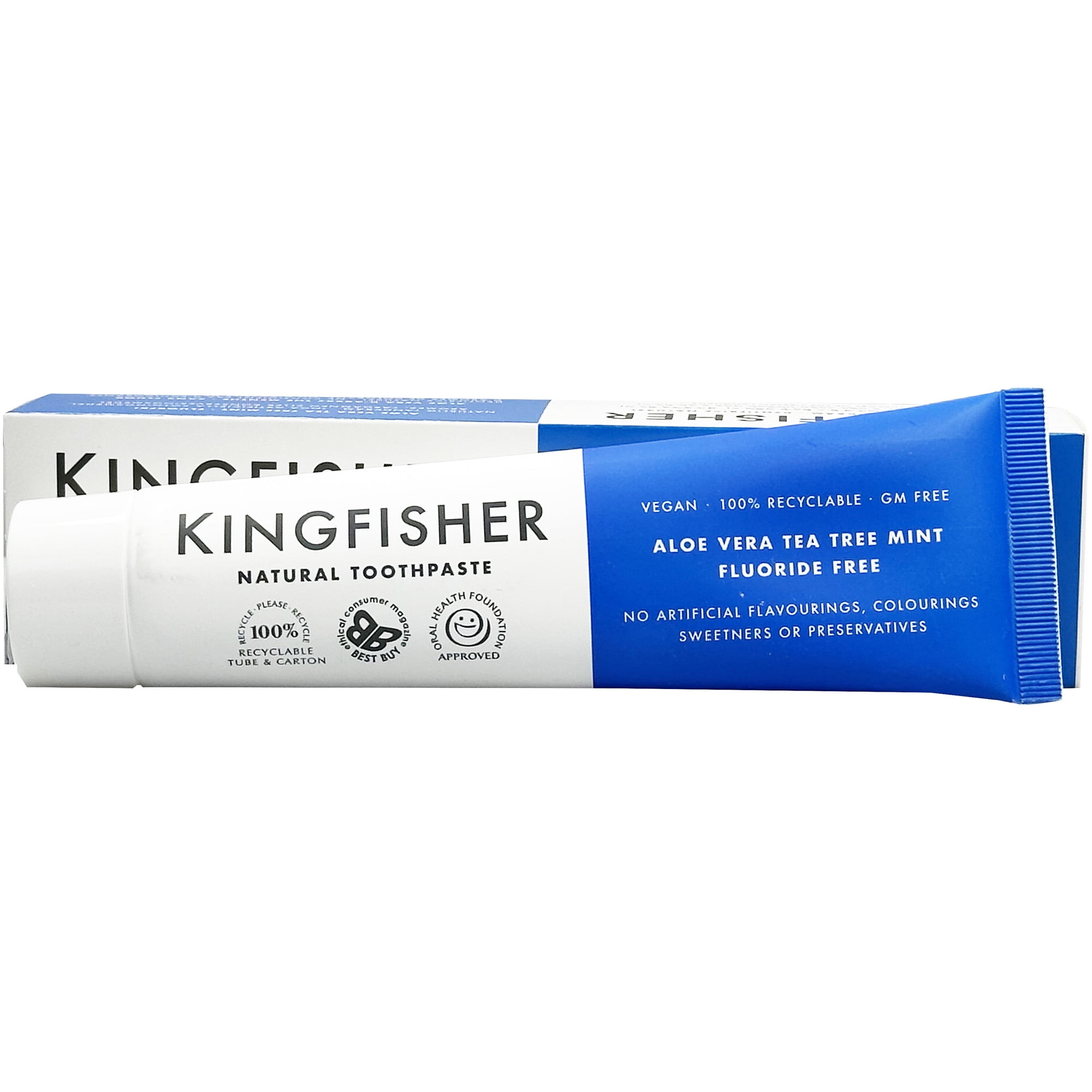 Kingfisher Aloe Vera, Tea Tree, Mint Toothpaste - Fluoride Free 100ml (Pack of 3)